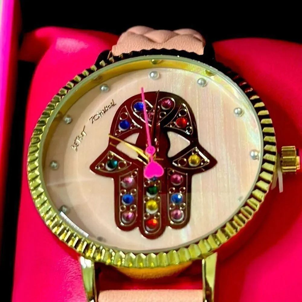 NIB Betsey Johnson Mystic Hamsa Eye Watch with 5 Bracelets Box Gift Set NWT